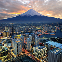 Vista su Yokohama e il Monte Fuji