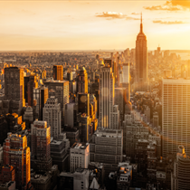 Panorama di New York al tramonto