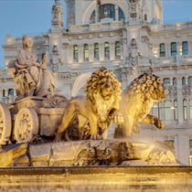 Dettaglio della fontana in Plaza de Cibeles