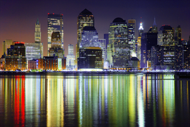 Skyline di New York con riflessi