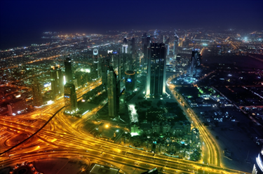 Panorama notturno a Dubai