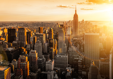 Panorama di New York al tramonto