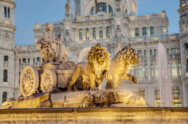 Dettaglio della fontana in Plaza de Cibeles